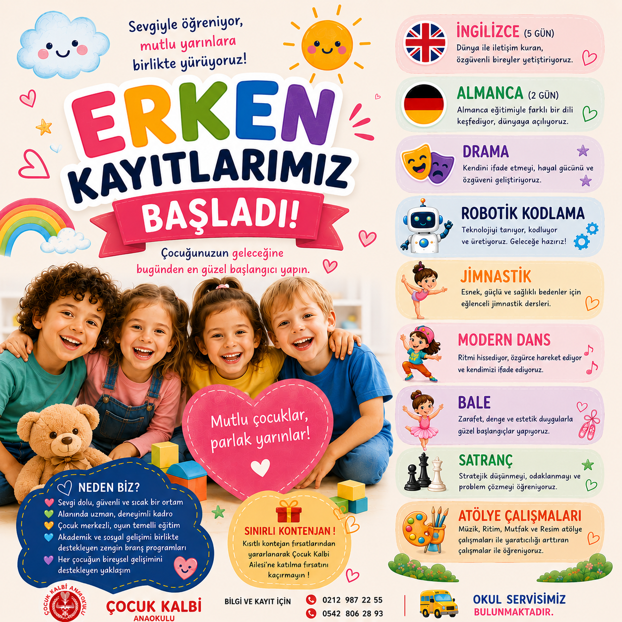Çocuk Kalbi Anaokulu Yeni Dönem Kayıtlarımız Başlamıştır !!!